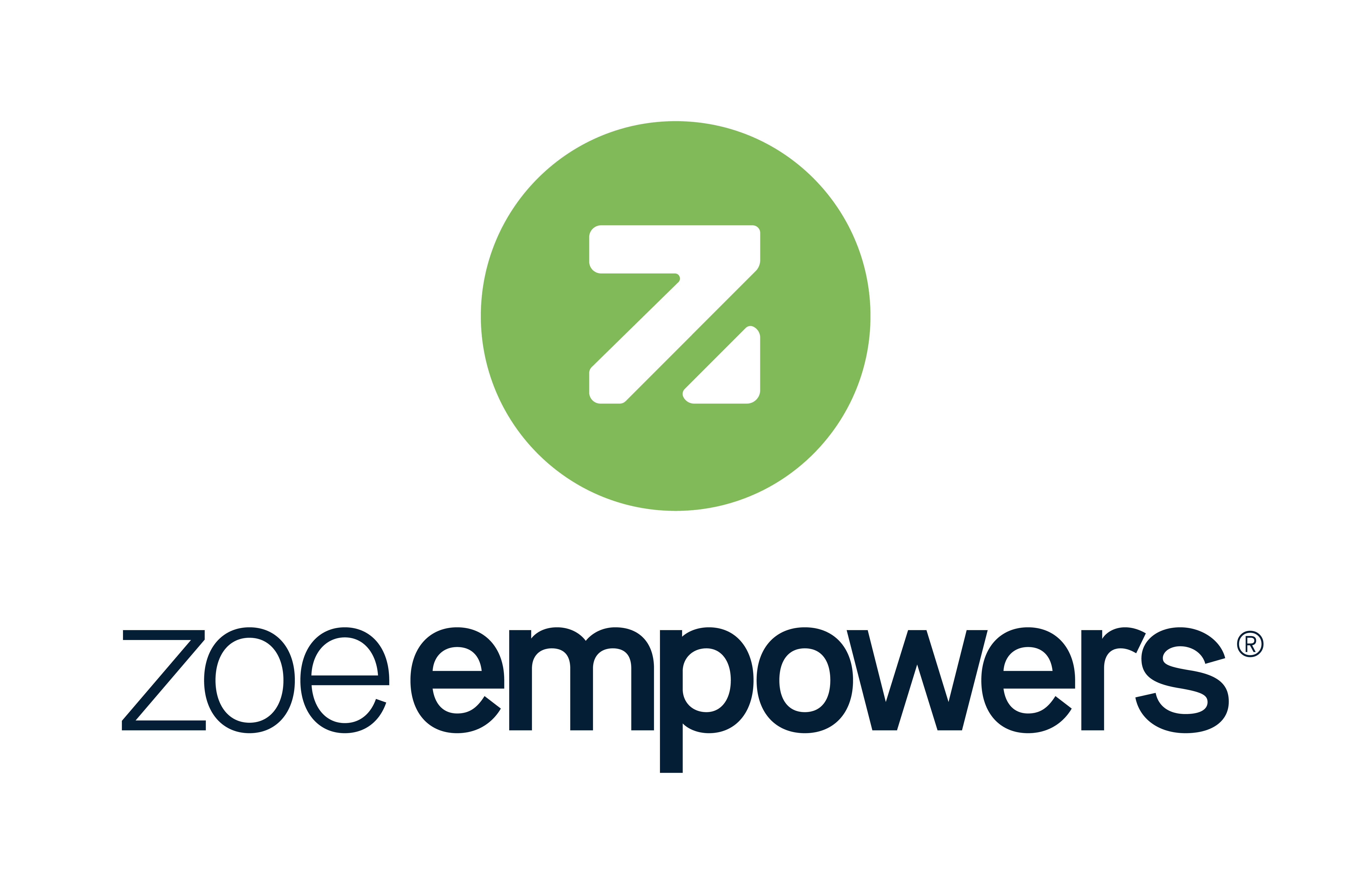 zoe empowers logo on a white background.