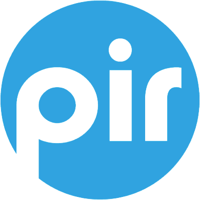 a blue circle with the word pir in it.