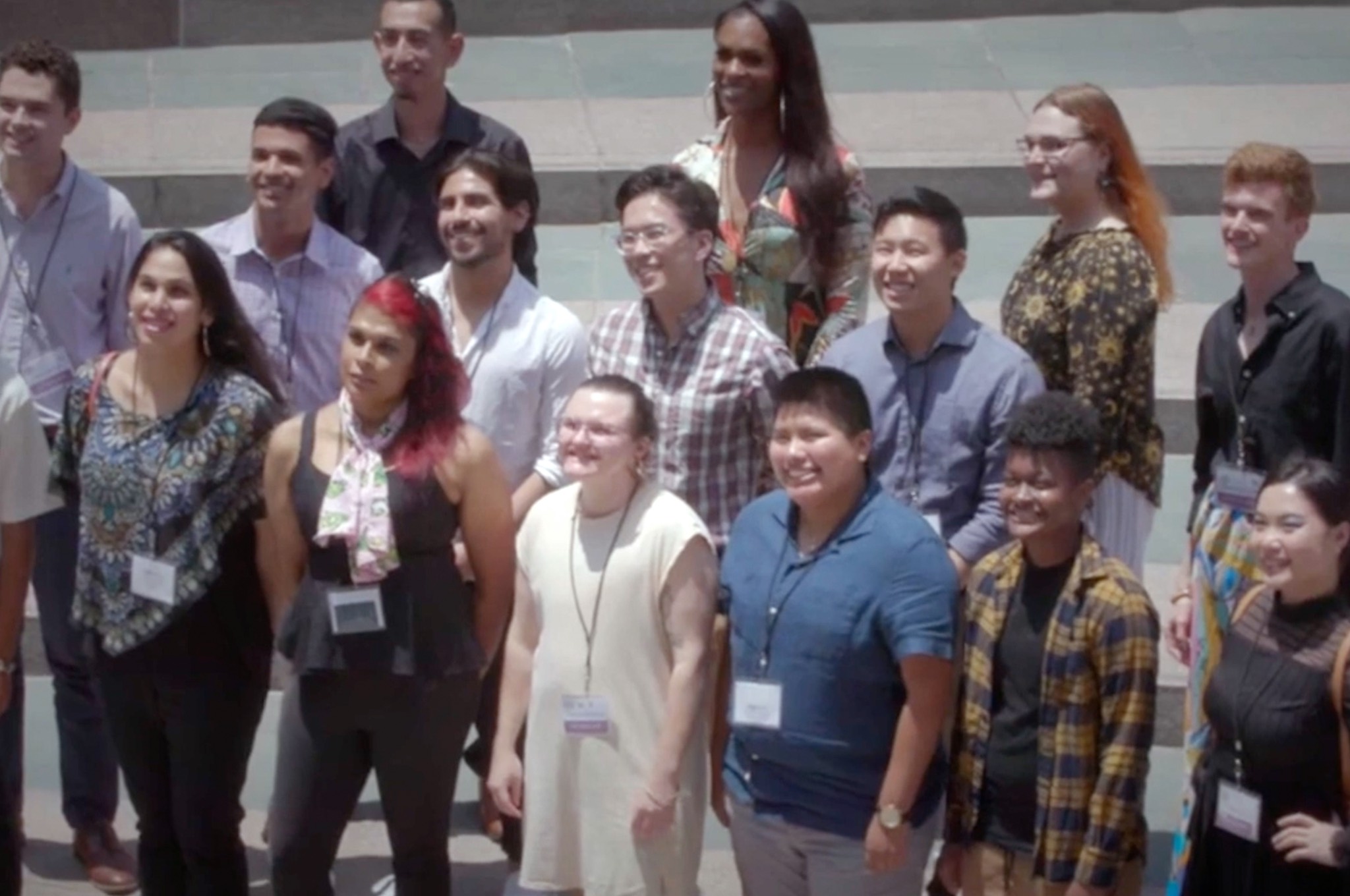 a group of people posing for a photo.